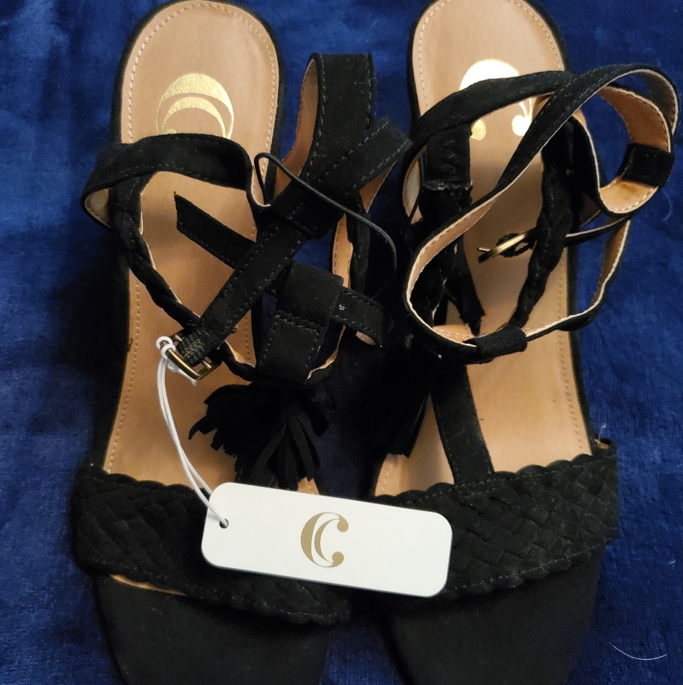 Charming Charlie's Black Sandal Heel NWT